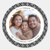 Modern Black & White Photo Christmas ラウンドシール (正面)