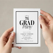 Modern Black White Photo Grad Party Invitation 招待状