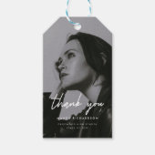 Modern Black White Photo Graduation Thank You ギフトタグ (正面)