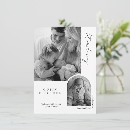 Modern Black & White Photo Inset  Birth  案内状 (スタンド正面)