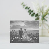 Modern Black & White Photo Save the Date ポストカード (スタンド正面)
