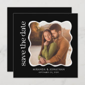 Modern Black White Photo Wedding セーブザデート (正面/裏面)