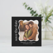 Modern Black White Photo Wedding セーブザデート (スタンド正面)