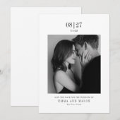 Modern Black & White Photo Wedding Save the Date セーブザデート (正面/裏面)