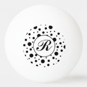 Modern Black White Polka Dot Monogram 卓球ボール (正面)