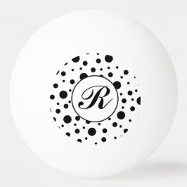 Modern Black White Polka Dot Monogram 卓球ボール