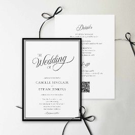 Modern Black & White QR Code All In One Invitation 招待状