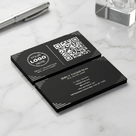 Modern Black & White QR Code | Luxury Art Deco 名刺