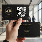 Modern Black & White QR Code | Luxury Art Deco 名刺