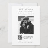 Modern Black & White QR Code Photo Wedding 招待状 (裏面)