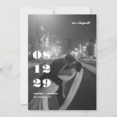 Modern Black White Retro Wedding Elopement Party 招待状 (正面)