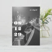 Modern Black White Retro Wedding Elopement Party 招待状 (スタンド正面)