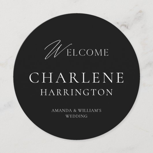 Modern Black & White Round Wedding Sign & Menu メニュー (正面)