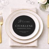 Modern Black & White Round Wedding Sign & Menu メニュー