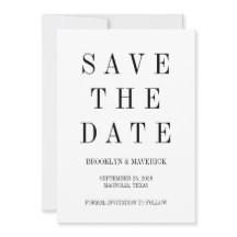 Modern Black & White Save The Date Photo Card