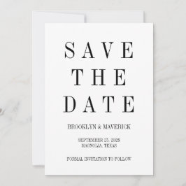 Modern Black & White Save The Date Photo Card 招待状