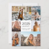 Modern Black + White Script 2026 Graduation 招待状 (正面)