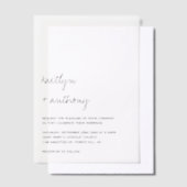 Modern Black & White Script Minimalistic Wedding ベラム紙招待状 (オフセット)