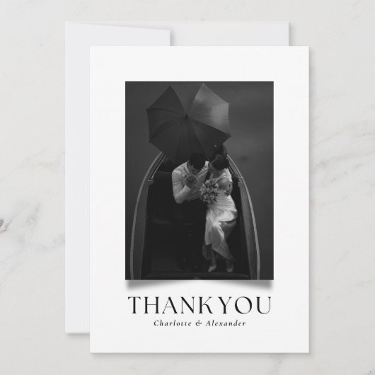 Modern Black & White Shadow Effect  Thank you card 招待状 (正面)