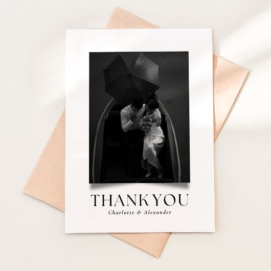 Modern Black & White Shadow Effect  Thank you card 招待状