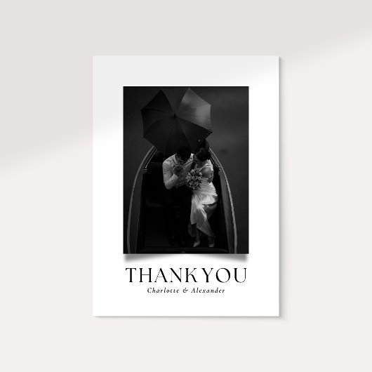 Modern Black & White Shadow Effect  Thank you card 招待状