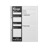  Modern Black & White Sheets | Blank Recipe Pages ノートパッド (回転)