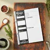  Modern Black & White Sheets | Blank Recipe Pages ノートパッド