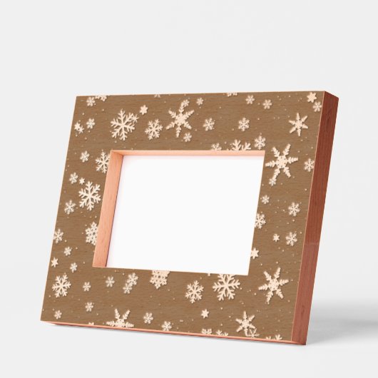 Modern Black White Snowflake Pattern レーザー彫刻フレーム (左)