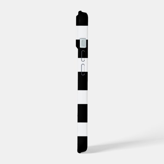 Modern Black & White Striped iPhone 15ケース (左側面)