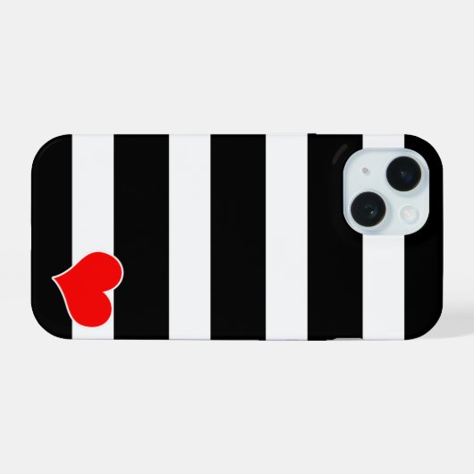 Modern Black & White Striped iPhone 15ケース (裏面横)
