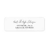 Modern Black White Stylish Script Return Address ラベル (正面)