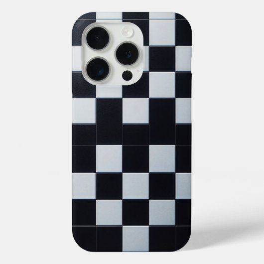 Modern Black & White Textured Checkerboard Phone  Case-Mate iPhoneケース (裏面)