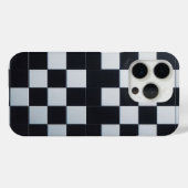Modern Black & White Textured Checkerboard Phone  Case-Mate iPhoneケース (裏面 (横))