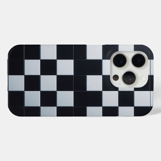 Modern Black & White Textured Checkerboard Phone  Case-Mate iPhoneケース (裏面 (横))