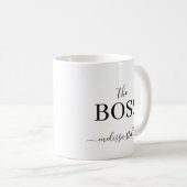 Modern Black & White The Boss Name | Girly Gift コーヒーマグカップ (正面右)