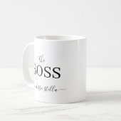 Modern Black & White The Boss Name | Girly Gift コーヒーマグカップ (正面左)