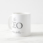 Modern Black & White The CEO Name | Girly Gift コーヒーマグカップ (正面左)
