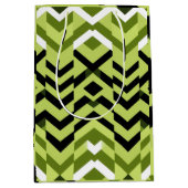 Modern Black White Wasabi Geometric Sharp Art ミディアムペーパーバッグ (正面)