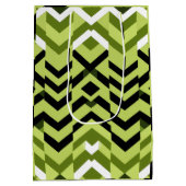 Modern Black White Wasabi Geometric Sharp Art ミディアムペーパーバッグ (裏面)