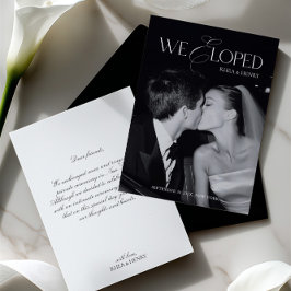 Modern Black & White We Eloped Wedding 案内状
