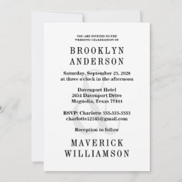 Modern Black & White Wedding Photo 招待状