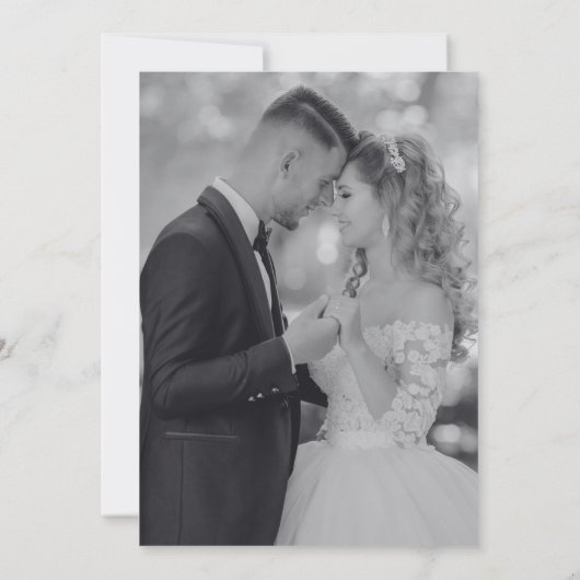 Modern Black & White Wedding Photo 招待状 (裏面)