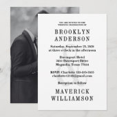 Modern Black & White Wedding Photo 招待状 (正面/裏面)