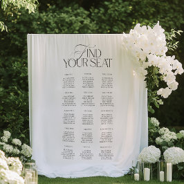 Modern Black White Wedding Seating Chart Backdrop タペストリー