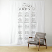 Modern Black White Wedding Seating Chart Backdrop タペストリー (インサイチュ)