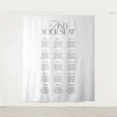 Modern Black White Wedding Seating Chart Backdrop タペストリー (正面)