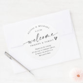 Modern Black & White Wedding Welcome Hotel Bag ラウンドシール (封筒)