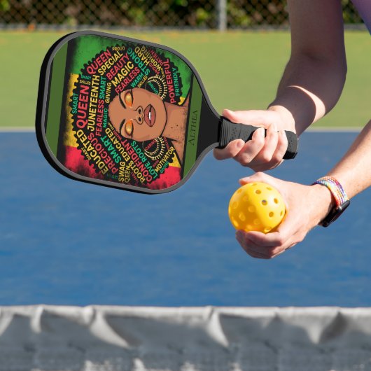 Modern Black Woman Motivational Customizable Name ピックルボールラケット (インサイチュ)