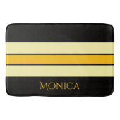 modern black &yellow beige monogram name バスマット (正面)