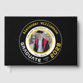 Modern Black Yellow Graduation Photo ゲストブック (正面)